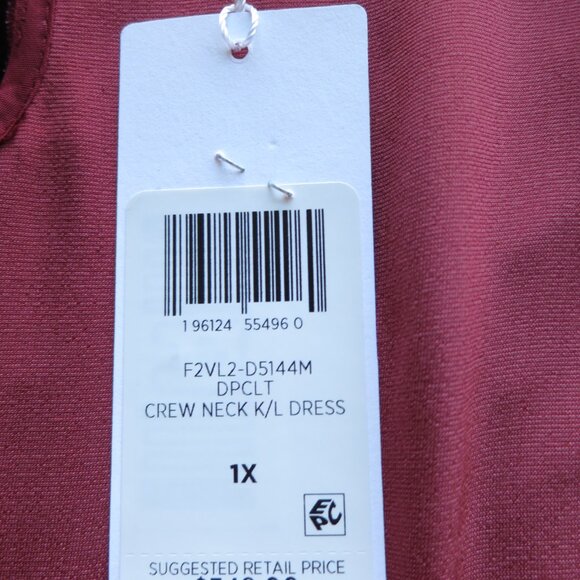 Eileen Fisher Deep Red Claret Velvet Dress 1X - Picture 7 of 9